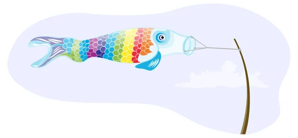 Japanese fish kite - Rainbow — Stock Vector