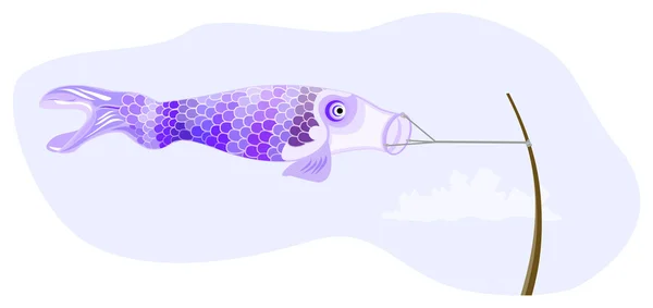 Cometa de pescado japonés - Púrpura — Vector de stock