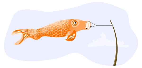 Japanese fish kite - Orange — Stock Vector
