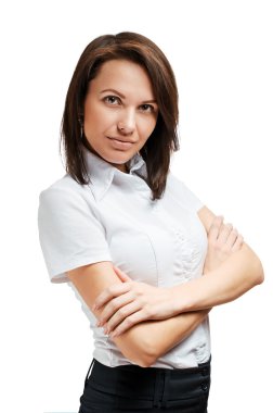 kollarını çapraz ile cazip iş kadını