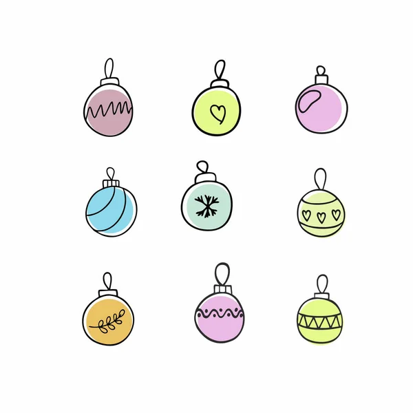 Set Bright Christmas Balls Decorations Toys New Year 2021 Christmas Stock Illustration