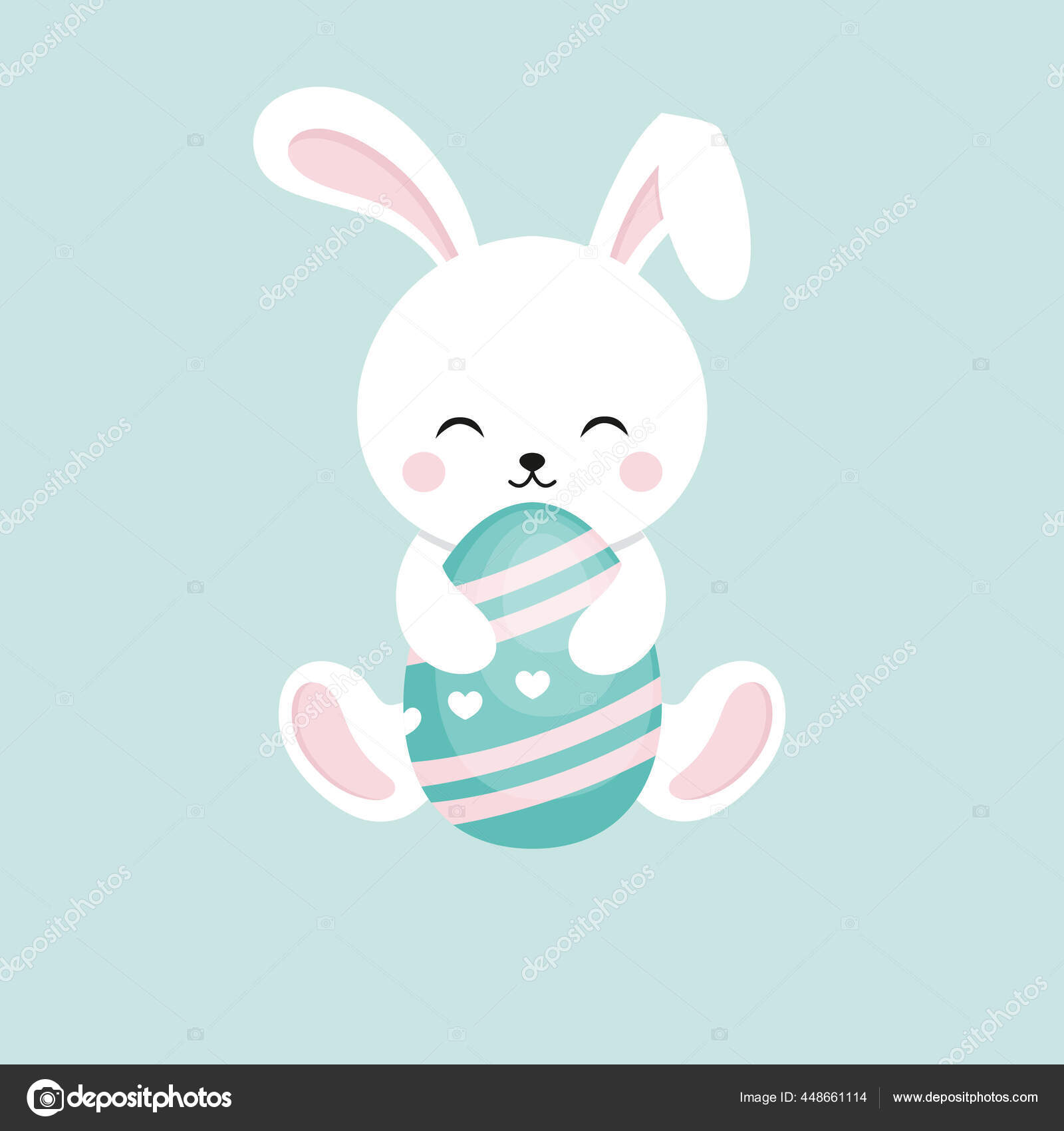 かわいいイースターバニーと明るい卵 イースター休暇のベクトルイラスト ストックベクター C Polinka Art