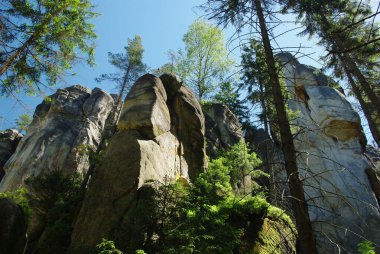 Çek Cumhuriyeti 'ndeki Adrspach-Teplice Ulusal Parkı' nda dev kaya oluşumu