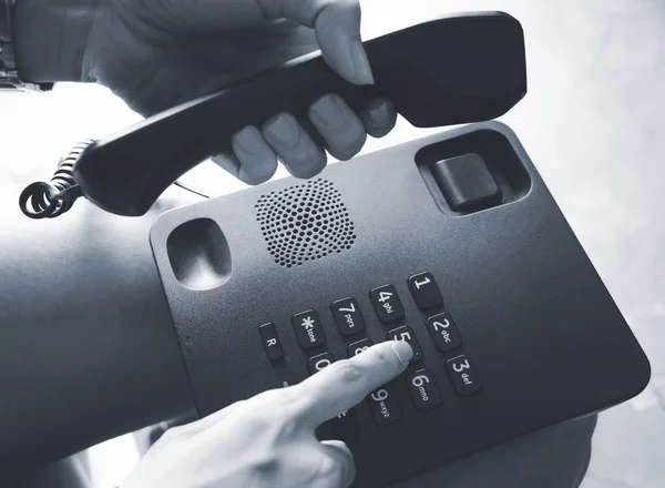 Modern black telephone handset — Stock Photo, Image