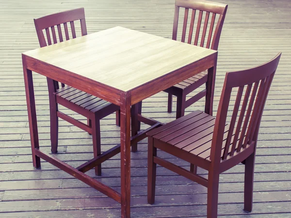 Wooden table chairs — Stock Photo, Image