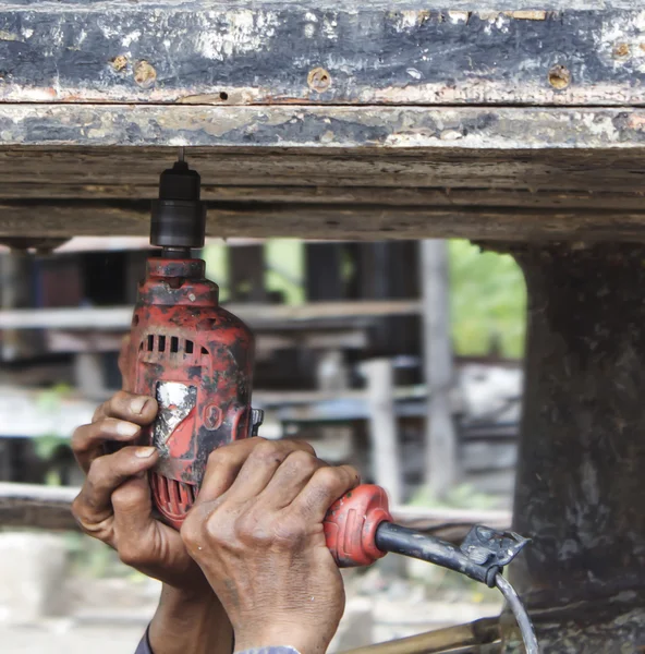 Drill on wood — Stock Photo, Image