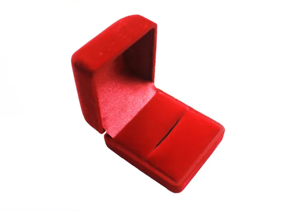 Caixa de jóias vermelha para colocar anéis — Fotografia de Stock