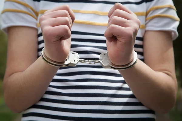 Caucasian Man Handcuffs Criminal Concept — Stock Photo, Image
