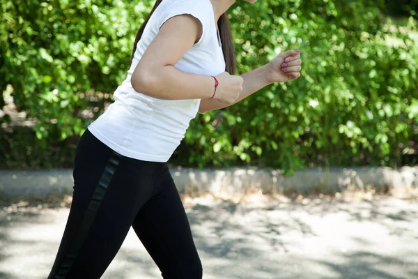 Sporty Young Woman Running Outdoors — Stock Photo, Image