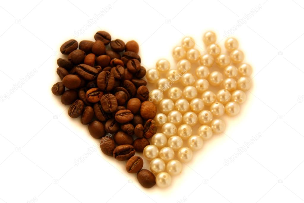 Heart, coffee and pearls — Stock Photo © maribori 63730031