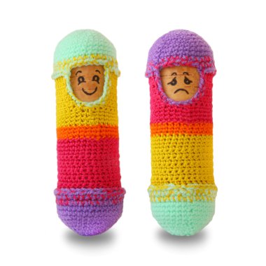 Knitted toys, funny and sad, opposite feelings, Roly Poly clipart