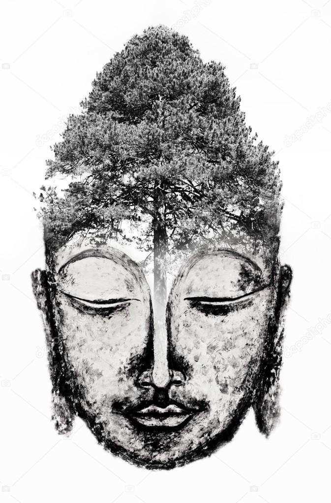 Buddha with a tree on her head