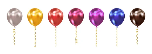 Ensemble Ballons Réalistes Colorés Hélium Brillant Pour Anniversaire Événement Fête — Image vectorielle