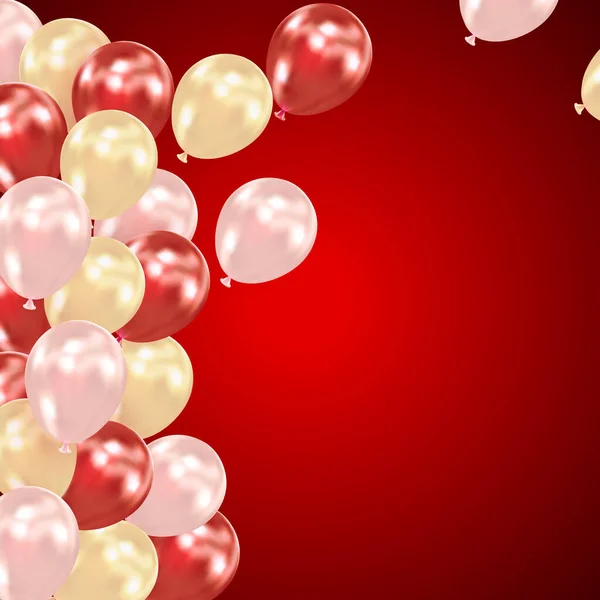 Fond Festif Rouge Foncé Avec Des Ballons Hélium Conception Vacances — Image vectorielle