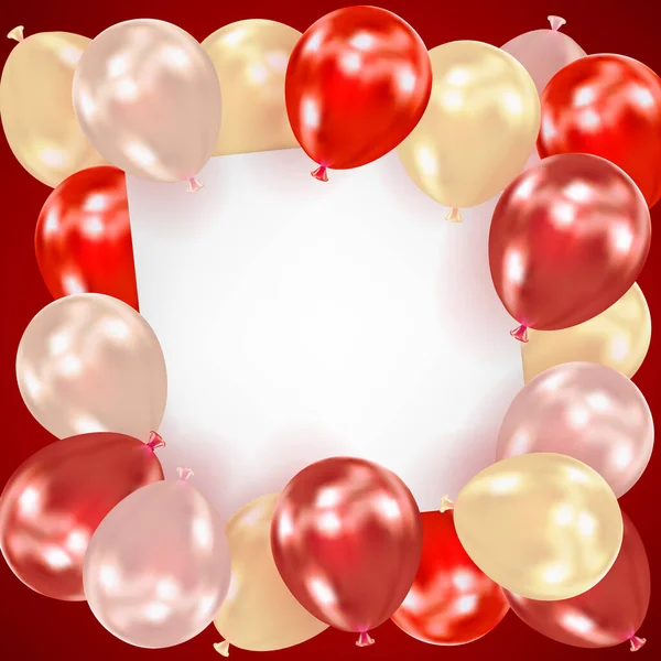 Fond Rouge Foncé Avec Des Ballons Réalistes Composition Partir Boules — Image vectorielle