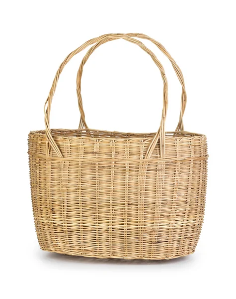 Hafif kahverengi hasır sepet beyaz