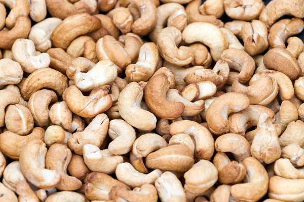 Geroosterde cashewnoten op bovenaanzicht Stockfoto