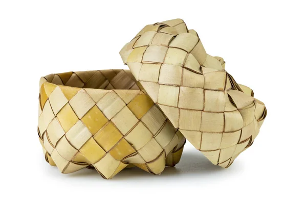 Old Woven Sugar Palm Leaves Container Steamed Glutinous Rice Craft — Stock Photo, Image