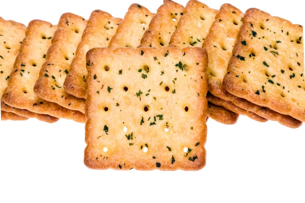 Vegetable crackers isolated on white — Stock Photo, Image