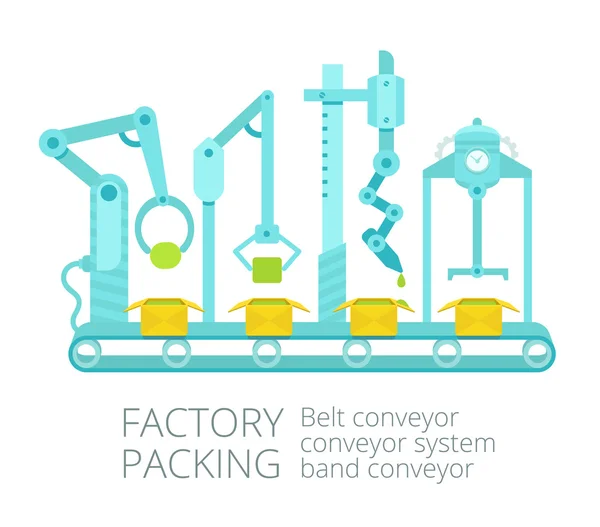 Embalagem de fábrica transportadora — Vetor de Stock