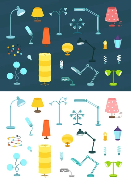 데스크 램프 세트입니다. 조명. — 스톡 벡터