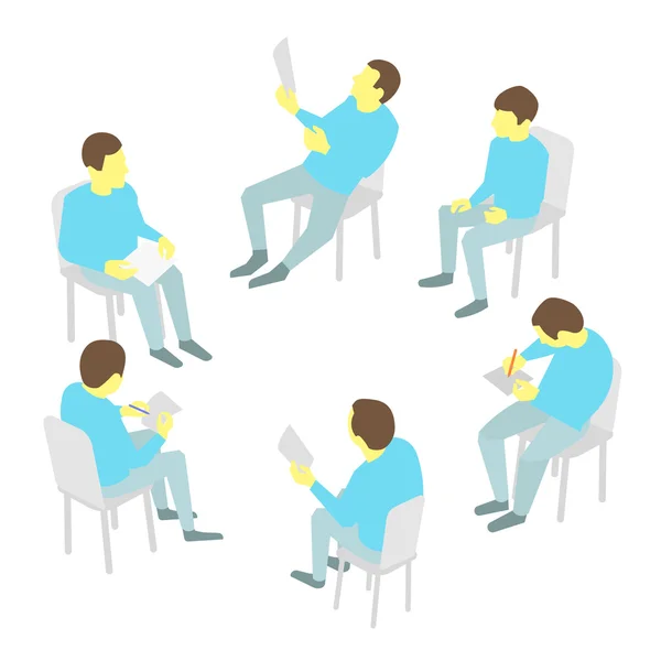 Grupo de negocios. Conferencia de reuniones del equipo de cinco personas — Archivo Imágenes Vectoriales