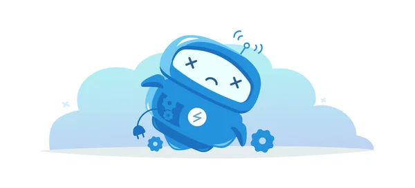 Broken robot. Repairs service. Breaking mistake situation. Cartoon vector flat. Character mascot. Support does not work. Service-center. — Stock Vector