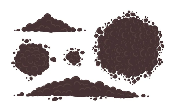 Soil for growing plants set. Pile of ground, heap of soil. For agricultural. Top and bottom view. Round long and small. Vector illustration. — Stock Illustration Soil for growing plants set. Pile of ground, heap of soil. For agricultural. Top and bottom view. Round long and small. Vector illustration. Vector Graphics