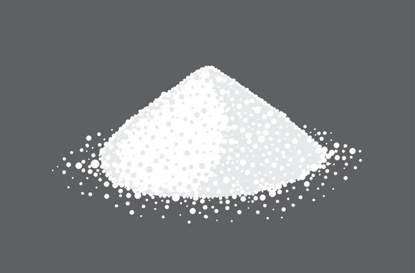 Un tas de poudre. Gris et blanc. Lait en poudre ou sucre. Pile portion. Illustration vectorielle. — Image vectorielle