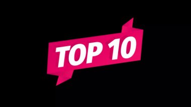 İlk 10 'da. En iyi 10 liste listesi. Pembe kurdeleye kırmızı kelime. Kazanan kaset ödülü başlığı. Animasyon. Hareket grafikleri.