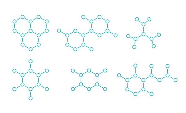 Molecule. Hormone hexagon structure. The substance formula. Open paths. Editable stroke thickness. Vector outline contour line. — Stock Vector