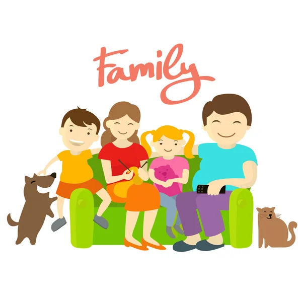 Family on the couch. — Stock Vector