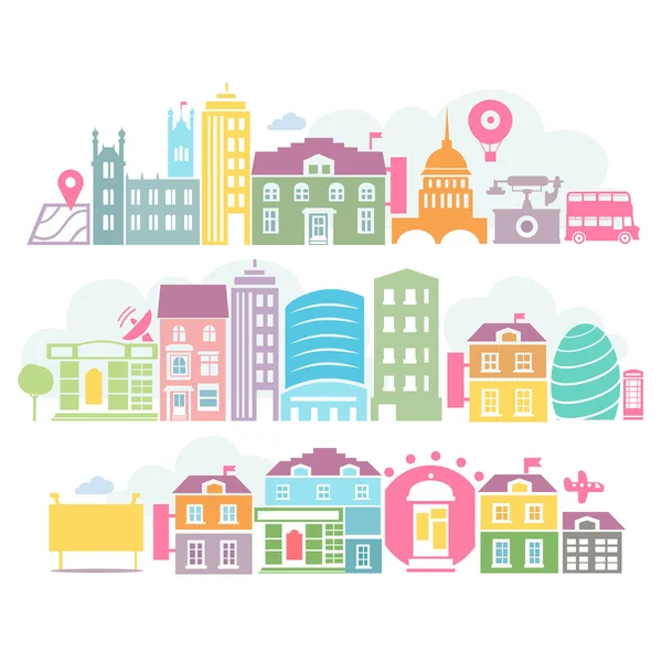 City London siluetas coloridas de edificios — Vector de stock