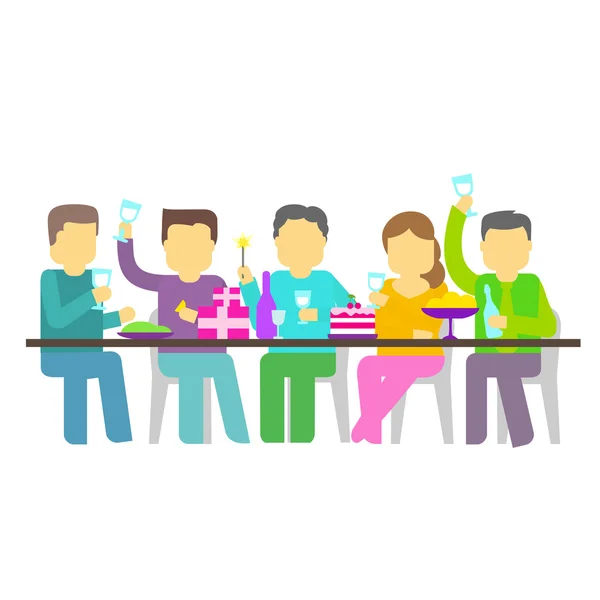 Party. Five people booze — Stock Vector