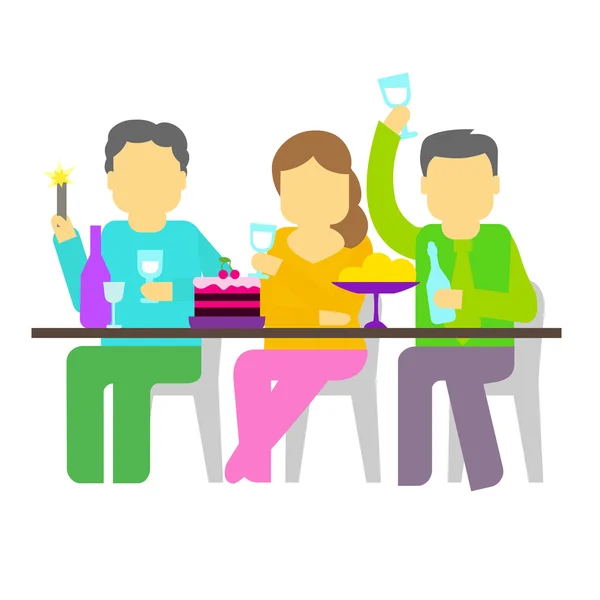 Party. Three people — Stock Vector