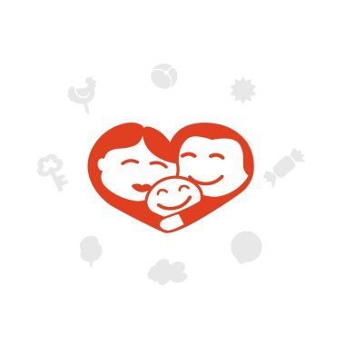 Family logo, heart, idyll, child clipart