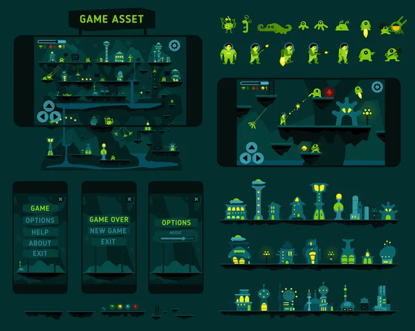 Fantastische Abenteuer Spiel Vermögenswert — Stockvektor