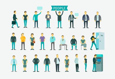 İnsanlar düz anlayışı vektör çizim ile ayarla