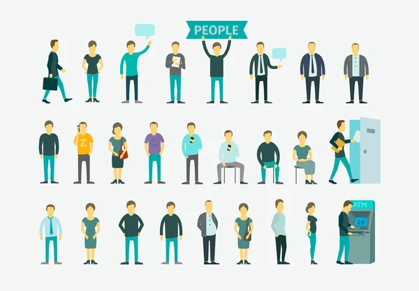 İnsanlar düz anlayışı vektör çizim ile ayarla