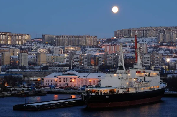 Murmansk Russia November 2013 View Sea Terminal City Murmansk Icebreaker — Φωτογραφία Αρχείου