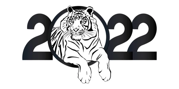 Frohes chinesisches Neujahr des Tigers 2022. Sternzeichen für Grußkarte, Flyer, Einladung, Poster, Broschüre, Banner, Kalender, soziale Medien, Bildschirmschoner. Neues Jahr, das Jahr des Tigers. — Stockvektor