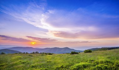 gün batımı yeşil alanda