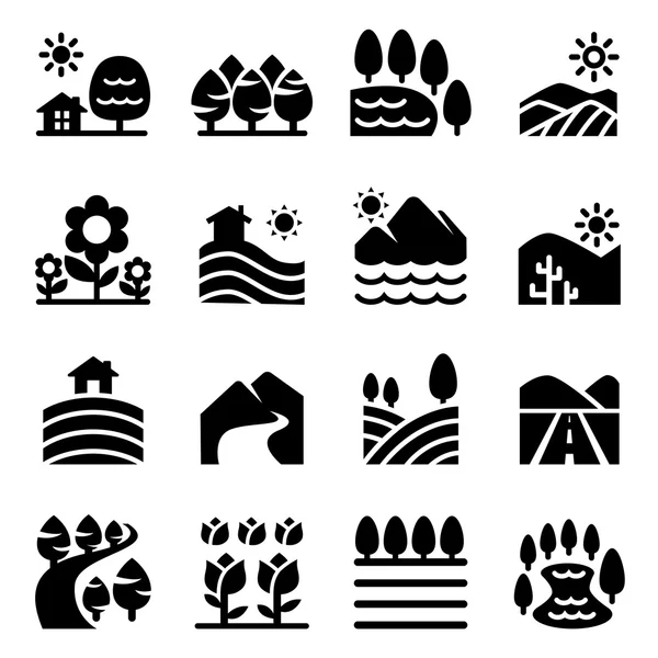 Landscape icon set — Stock Vector