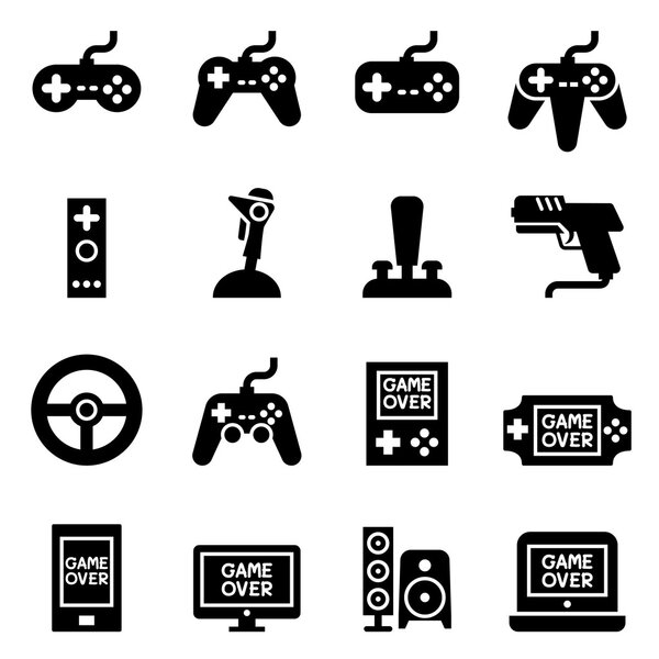 Контроллер видеоигры, иконка джойстика
