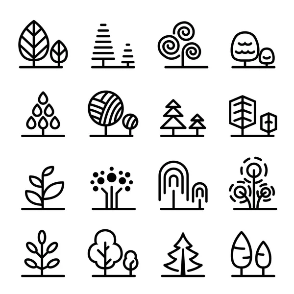 Set ikon pohon - Stok Vektor