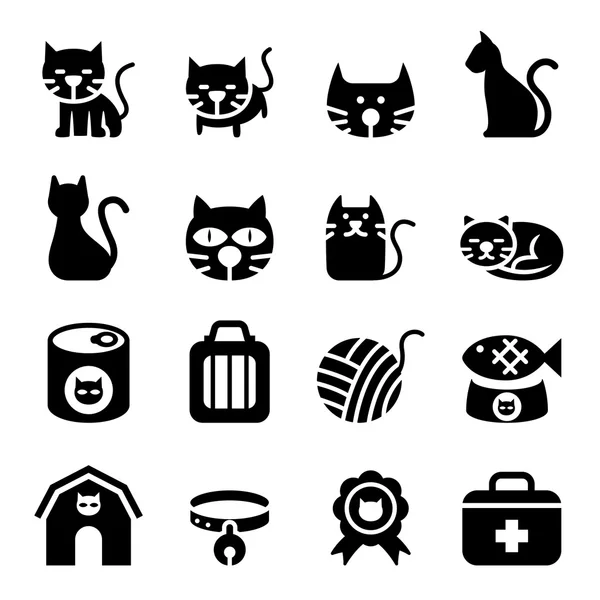 Katzen-Symbol-Illustrationsset — Stockvektor