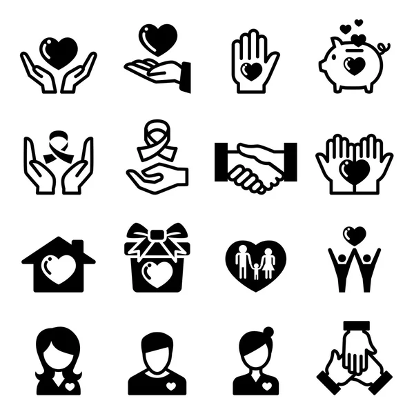 Liefdadigheid, donatie, Giving & delen-pictogram — Stockvector