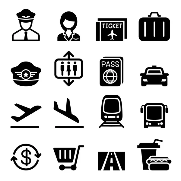 Luchthaven & luchtvaart pictogram illustratie — Stockvector