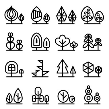 Ağaç simge vektör çizim simgesi ayarla