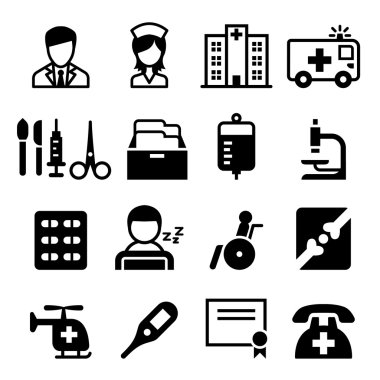 vektör çizim sembolü tıp Icon set